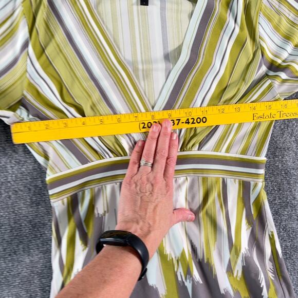 BCBG Maxazria Brushstroke Striped Faux-Wrap Top Green Blue Gray White Size S - Picture 8 of 10